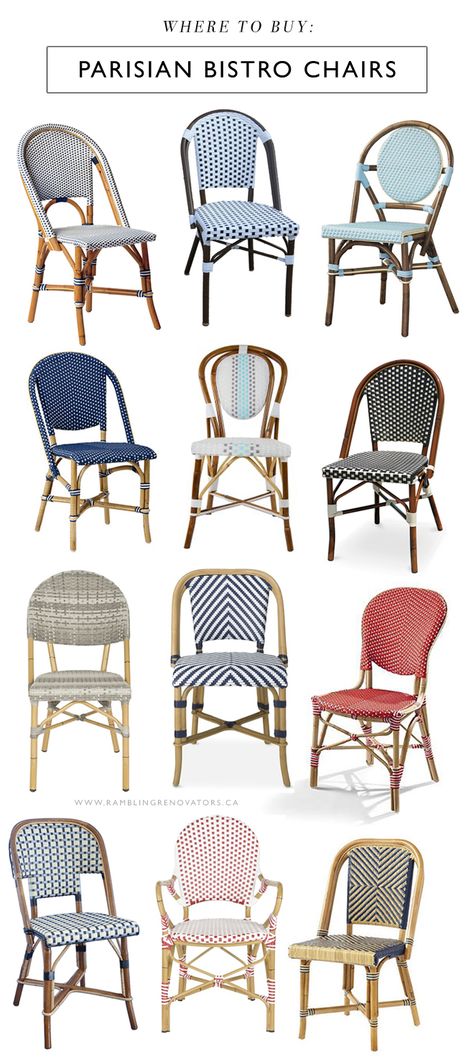 Parisian bistro chairs, the ones you see lining dreamy French cafés, have long been on my list of must-have items. I don't have room for them in our house but with a new cottage to shop for, you can b Parisian Bistro Chairs, Small Patio Furniture, Paris Bistro, Parisian Bistro, Bistro Furniture, Parisian Cafe, Muebles Living, 카페 인테리어 디자인, Apartment Patio