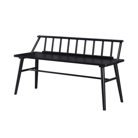 Corrigan Studio® Prabhakaran Wood Bench & Reviews | Wayfair Scandinavian Bench, Spindle Bench, Scandinavian Benches, Boys Room Curtains, Patio Courtyard, Black Bench, Room Revamp, Ideas For Furniture, Entry Bench