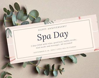 Etsy - Shopping basket Spa Voucher Design, Spa Gift Voucher, Voucher Spa, Birthday Voucher, Spa Vouchers, Printable Gifts, Voucher Design, Coupon Template, Ticket Template