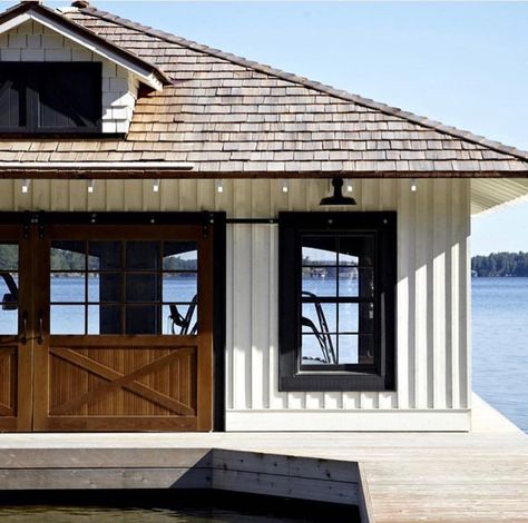 filed away for that future lake house. 🙏🏻 Also, serious exterior inspo with bright white board & batten and those cedar shingles. (via @muskokalivinginteriors and repost from @grahamhilldesign)  via ✨ @padgram ✨(http://dl.padgram.com) Muskoka Living, Lakefront Living, Building Remodeling, Lakefront Property, Quality Family Time, Cottage Exterior, Cedar Shingles, Architecture Model Making, Waterfront Property