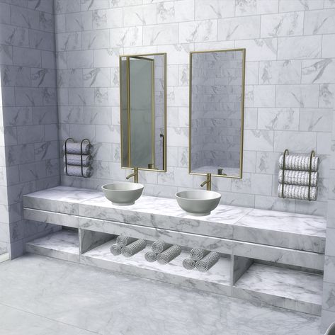 Sims 4 Bathroom Cc, Sims 4 Bathroom, Eco Bathroom, Luxe Bathroom, Sleek Bathroom, Lighted Wall Mirror, Sims 4 Body Mods, Sims 4 Cc Furniture, Home Makeover