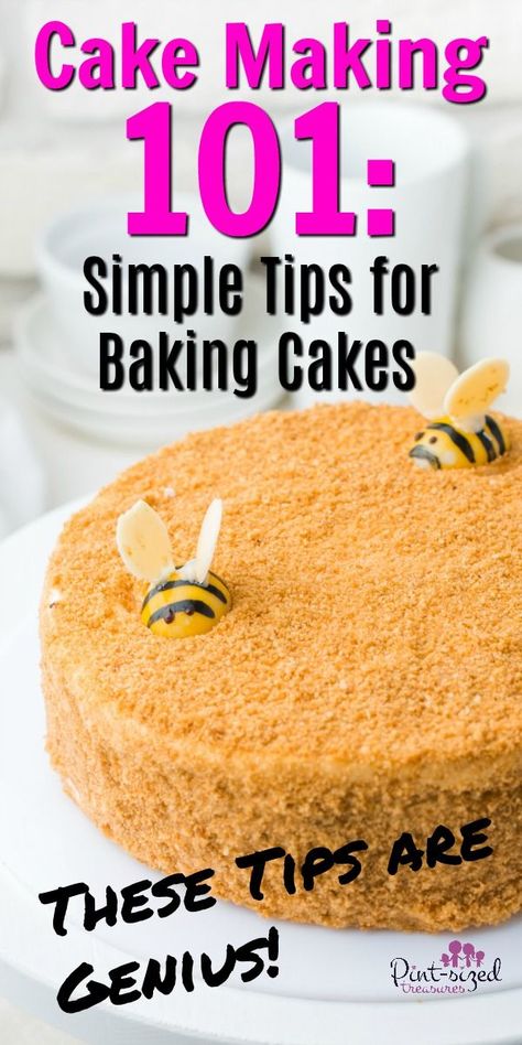 New to baking? Look no further for simple cake baking tips that will help you get fabulous results! These are the ultimate tips that will make a big difference in how your cake recipe turns out. Read on for Cake Making 101! These genius tips will come in handy for baking birthday and holiday cakes! #cakes #recipes #birthdaycake #holidays #baking #tips Professional Cake Recipe, Cake Baking Tips, 12 Inch Cake, Baking School, Birthday Cake Decorating Ideas, Basic Cake, Tall Cakes, Big Cakes, Simple Cake