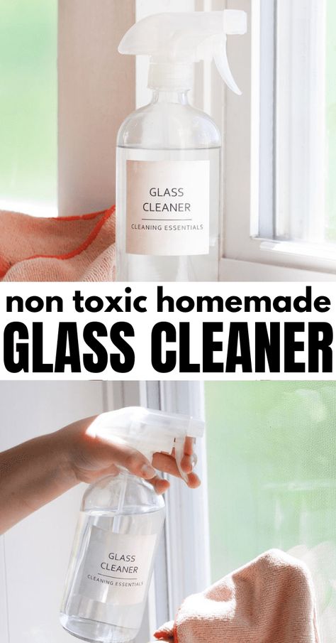 Non toxic glass cleaner that will give you a streak-free shine every single time. This DIY glass cleaner is made with 3 simple ingredients making it one of the easiest household cleaners you can make! Natural Mirror Cleaner, Non Toxic Glass Cleaner, Glass Cleaner Diy, Vinegar Glass Cleaner, Homemade Window Cleaner, Diy Window Cleaner, Glass Cleaner Recipe, Best Window Cleaner, Diy Glass Cleaner