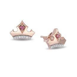 Enchanted Disney Aurora Pink Topaz and 1/20 CT. T.W. Diamond Crown Stud Earrings in 10K Rose Gold Aurora Tiara, Disney Wedding Rings, Disney Aurora, Rose Gold Tiara, Enchanted Disney, Enchanted Disney Fine Jewelry, Disney Fine Jewelry, Gold Tiara, Diamond Crown