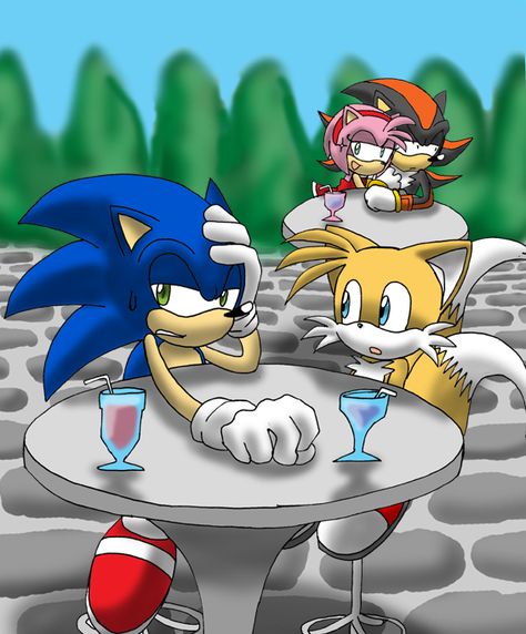 AmyXShadow-Sonic's jealous by Tigerfog on DeviantArt Sonic Human, Dark Sonic, Sonic Amy, Sonamy Comic, Shadow Sonic, Shadow And Amy, Sonic Heroes, Sonic Characters, Sonic And Amy