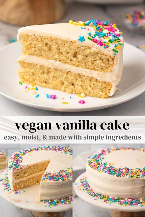 Dairy Free Cake Recipe, Dairy Free Buttercream, Vegan Vanilla Cake, Egg Free Cakes, Vegan Birthday Cake, Dairy Free Treats, Vegan Baking Recipes, Dairy Free Cake, Vegan Cake Recipes