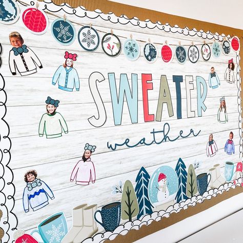 Sweater Template, Winter Bulletin Board Ideas, Winter Bulletin Board, Holiday Bulletin Boards, Christmas Bulletin Boards, Work Bulletin Boards, Winter Bulletin, Teacher Bulletin Boards, Winter Bulletin Boards