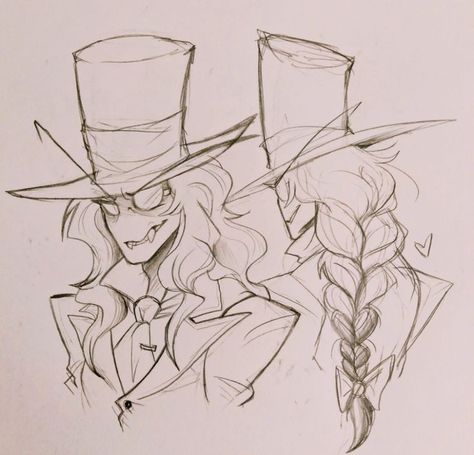 Top Hat Character Art, Top Hats Drawing, Hats Drawing Reference, Top Hat Drawing, Math Homework, Concept Art Drawing, Arte Inspo, Art Poses, Black Hat