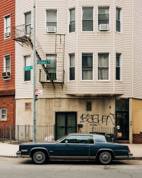 Vintage car in Greenpoint, Brooklyn, New York City Old Cadillac, Greenpoint Brooklyn, Breathtaking Photography, Gordon Parks, White Car, Hotel Motel, Posters Framed, City Car, Brooklyn New York