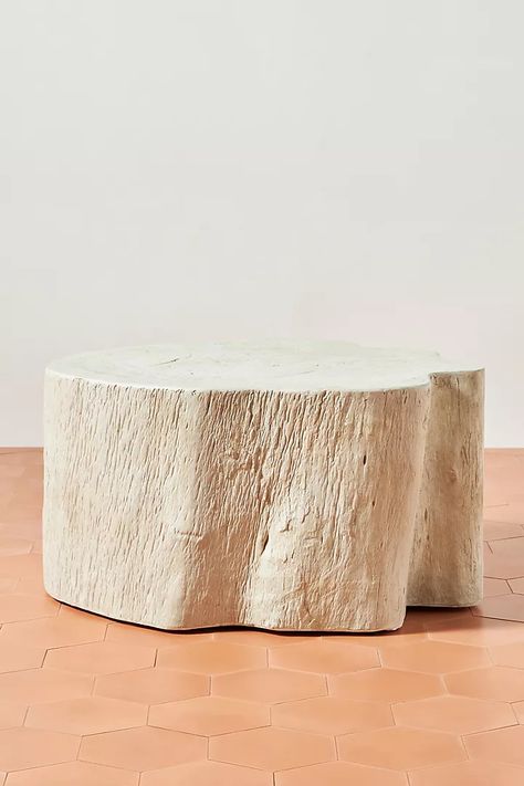 Live-Edge Concrete Indoor/Outdoor Coffee Table | Anthropologie Coastal Coffee Table, Emily Henderson Design, Concrete Coffee Table, Hanging Furniture, Stone Coffee Table, Outdoor Coffee Table, Wood Tables, Outdoor Coffee Tables, Garden Stool