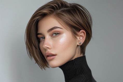 Longer Pixie Haircut, Pixie Bob Haircut, Short Brown Hair, Hair Pixie, Short Hair Pixie Cuts, Short Layered Haircuts, Girl Haircuts, Short Bob Haircuts, Short Hair Color