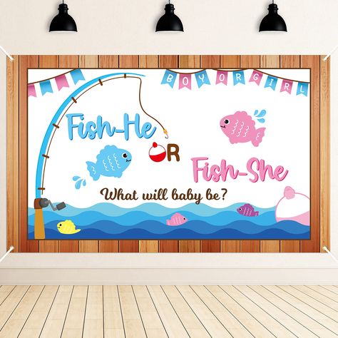 One Fish Two Fish Pink Fish Blue Fish Gender Reveal, Fishe Or Fishe Gender Reveal Ideas, Fishe Or Fish Gender Reveal, Fishing Baby Gender Reveal Ideas, Gender Reveal Fishe Or Fishe, Fishing Gender Reveal Decorations, Fishe Gender Reveal, Fishe Or Fishe Baby Reveal, Decorations For Gender Reveal Party