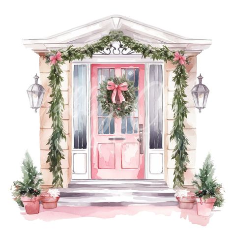 Pink Christmas Drawing, Pink Christmas Illustration, Drawing Ballerina, Nutcracker Dance, Kids Christmas Coloring Pages, Pink Christmas Wreath, Girly Christmas, Pink Xmas, Preppy Christmas