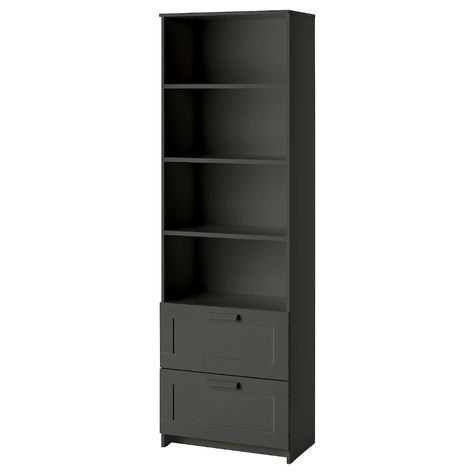 BRIMNES Bookcase, gray, 23 5/8x74 3/4" - IKEA Brimnes Bookcase, Ikea Brimnes Hack, Ikea Brimnes, Kitchen Standing Cabinet, Small Bedroom Layout, 1st House, Medical Office Design, Bathroom Chic, Painted Drawers