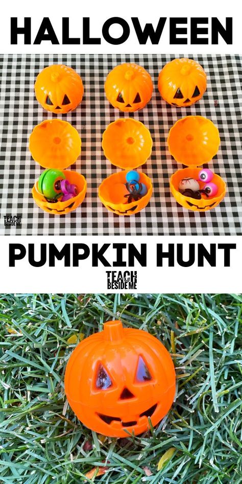 Pumpkin Hunt Ideas, Pre K Halloween Party, Pumpkin Hunt, October Themes, 80s Halloween, Candy Sushi, Five Little Pumpkins, Monster Activities, Halloween Class Party