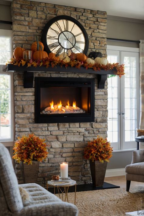 Fall Furniture , Autumn Cozy Fall ,Decor Easy Fall ,
Decor Neutral Fall ,Decor Fall ,Decor Inspiration ,Fall Decor Ideas Fall Mantle Decor With Tv, Autumn Mantle, Gothic Home Decor Ideas, Light Stained Wood, Staining Wood Floors, Roof Shingle Colors, Ad Inspiration, Fall Mantle Decor, Wooden Wreath