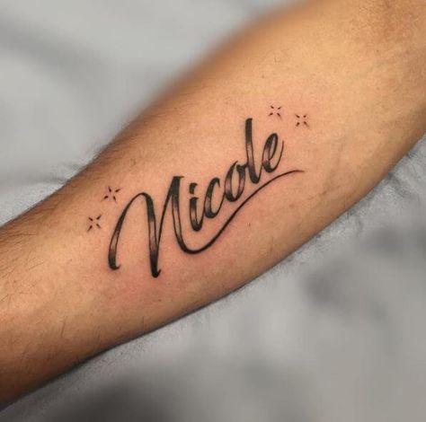 Name Tattoos Girlfriend Name Tattoos For Men, Wife Name Tattoo, Nicole Tattoo, Name Tattoos For Girls, Kids Name Tattoos, Daughters Name Tattoo, Tattoo Name Fonts, Tattoo Font For Men, Name Tattoos For Men