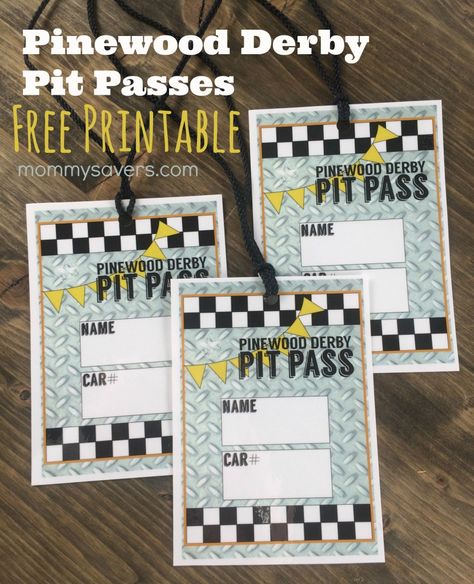 Pinewood Derby Pit Passes + FREE Printable #pinewoodderby Pinewood Derby Crafts For Kids, Pinewood Derby Photo Booth, Cub Scout Crossover Ceremony Ideas, Pinewood Derby Ideas, Pinewood Derby Activities, Pinewood Derby Certificates, Pinewood Derby Decorations, Pinewood Derby Awards, Pinewood Derby Car Ideas