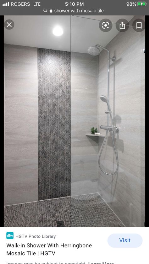 Bathroom Wall Tiles Design, Shower Accent Tile, Mosaic Shower Tile, Showers Bathroom, Toilet And Bathroom Design, Herringbone Mosaic Tile, Modern Bathroom Tile, Bathroom Shower Design, Shower Designs