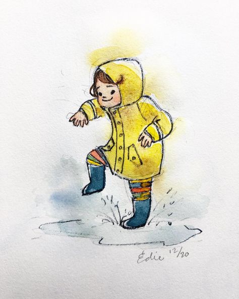 Jump In Puddles, Puddles Illustration, Puddle Sketch, Doodle Fiction, Puddle Illustration, Jumping In Puddles, Inktober Ideas, Book Reference, Puddle Jumping