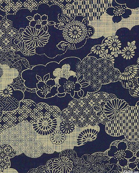 Design Japonais, Blue And White Pattern, Art Asiatique, Indigo Fabric, Japanese Textiles, Chinese Patterns, Japanese Patterns, Traditional Fabric, Japanese Cotton