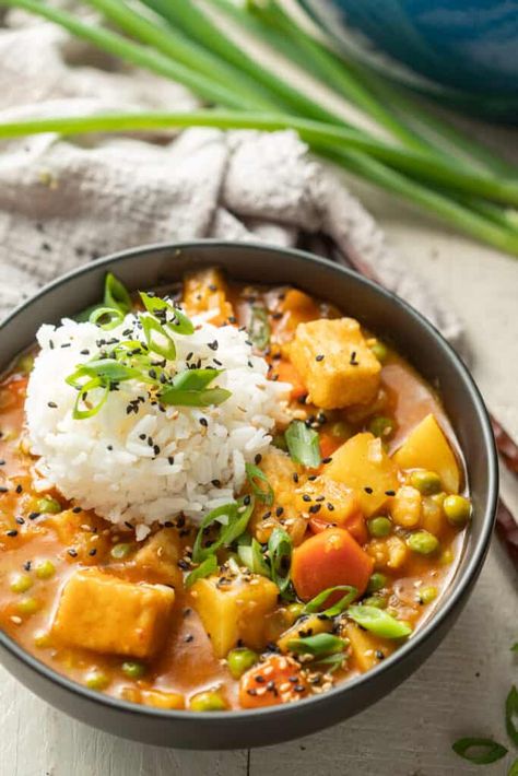 Tofu Potato Curry, Tofu Japanese Curry, Vegetarian Japanese Curry, Japanese Golden Curry, Vegan Japanese Curry, Vegetarian Japanese, Golden Curry, Breaded Tofu, Vegan Japanese