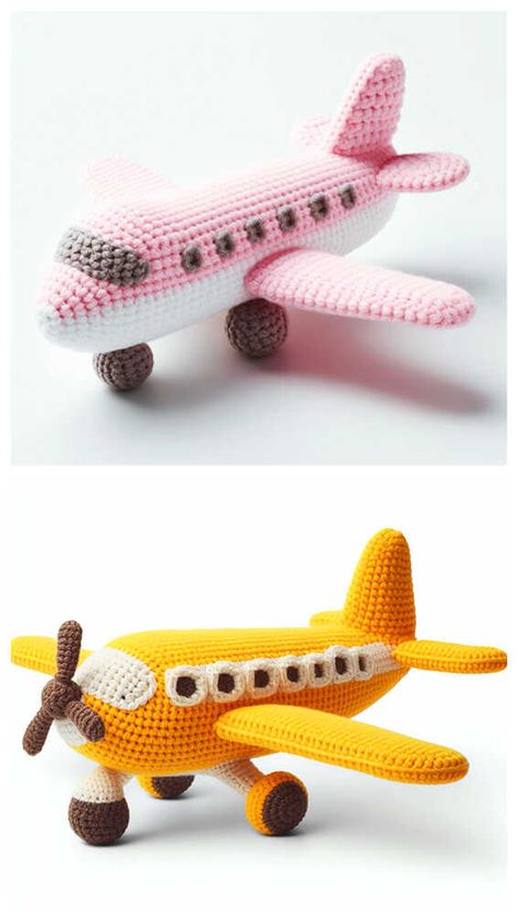 Crochet Helicopter Pattern Free, Plane Crochet Pattern Free, Airplane Amigurumi Free Pattern, Airplane Crochet Pattern, Crochet Airplane Pattern Free, Crochet Toys For Boys, Crochet Helicopter, Amigurumi Airplane, Airplane Crochet