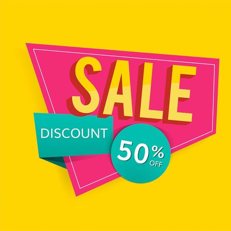 Colorful 50% off shop sale discount promotion badge vector | free image by rawpixel.com / Waraporn 50% Off Sale Sign, Offer Background, Exhibition Theme, Sale Sticker, Half Price Sale, Discount Design, Social Media Branding Design, 50 Off Sale, Discount Promotion