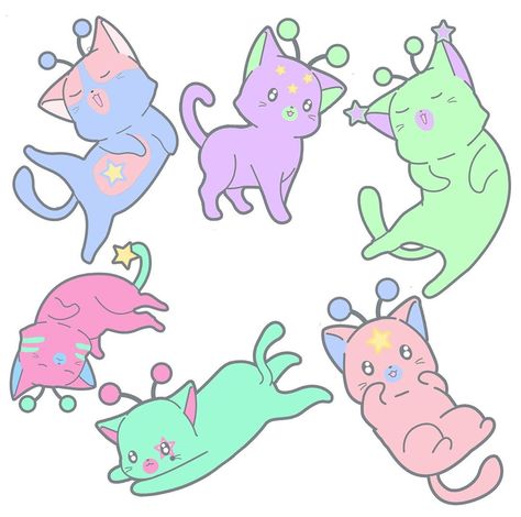 Kawaii Alien, Alien Cat, Mermaid Cat, Space Animals, Create This Book, I M Sick, Cute Alien, Space Cat, Dibujos Cute