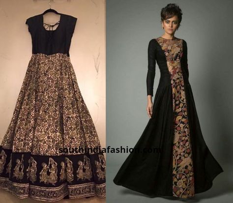 kalamkari maxi gown Kalamkari Suits, Kalamkari Anarkali, Kalamkari Dress, Indian Anarkali Dresses, Kalamkari Dresses, Cotton Night Dress, Gown Designs, Printed Kurtis, Long Gown Design