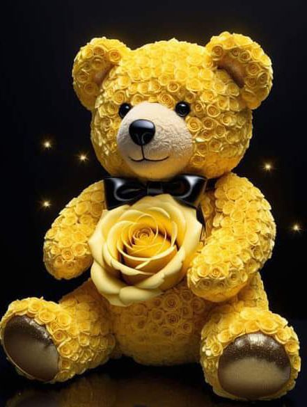 Yellow Teddy Bear, Black Teddy Bear, Teddy Bear Wallpaper, Stylish Dp, Bear Wallpaper, Yellow Aesthetic, Yellow Background, Cute Animals, Teddy Bear