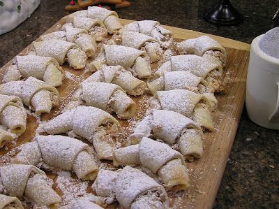 Grammy's Apron (Recipes & Reflections): Holiday Horns Kieflies Recipe, Kifli Cookies, Kiffles Recipe, Christmas Cookie Recipes, Traditional Recipes, Nut Recipes, To My Husband, Apricot Jam, Sweet Cookies