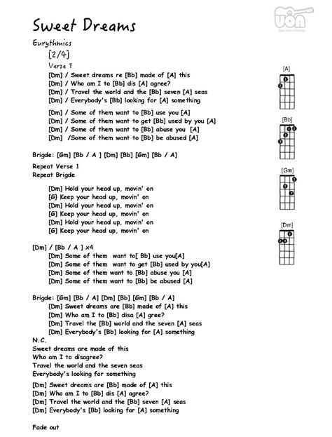 Sweet Dreams-Eurythmics Guitar Scale, Guitar Chord Progressions, Piano Practice, Great Song Lyrics, Ukulele Music, Lead Sheet, Ukulele Songs, Lyrics And Chords, Ukulele Chords