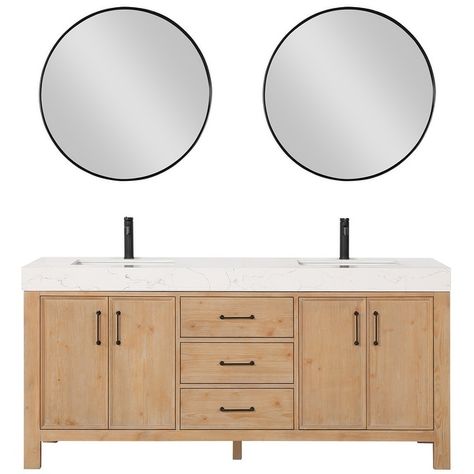 Leon 72 in. Double Bathroom Vanity in Fir Wood with Composite top - Bed Bath & Beyond - 37633102 Ceramic Undermount Sink, Drawer Inserts, Vanity Room, Top Beds, Classic Bathroom, Transitional Bathroom Vanities, Double Bathroom, Wooden Drawers, Bathroom Vanities For Sale