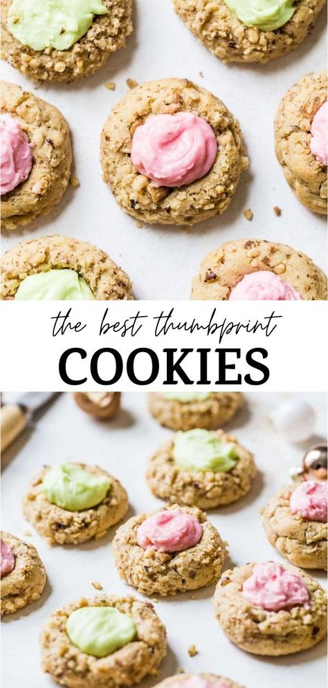 Shortbread Thumbprint Cookies Recipe, Iced Thumbprint Cookies, Thumbprint Cookies With Icing, Best Thumbprint Cookies, Almond Thumbprint Cookies, Cookies Thumbprint, Cookies With Icing, Cream Cheese Cookie Recipe, Cookies Best