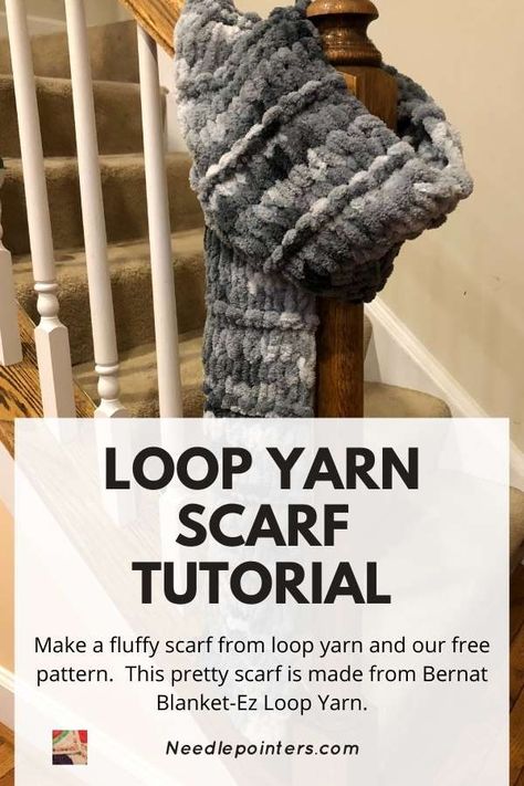 Loopy Yarn Scarf, Loop Yarn Scarf, Loop Yarn Projects, Finger Knitting Blankets, Finger Knit Scarf, Diy Finger Knitting, Learn Knitting, Chunky Yarn Blanket, Loopy Yarn