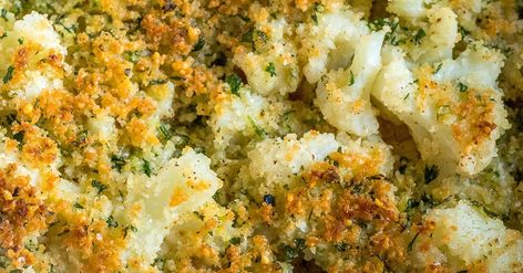 Buttered Crumb Cauliflower | 12 Tomatoes Reuben Soup, Boil Cauliflower, Apple Brie, Earth Cake, Buffalo Shrimp, Shrimp Dip, Easy Cakes, Steamed Cauliflower, Peach Salad