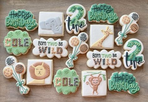 2nd Birthday Cookies, Born Two Be Wild, Birthday Cookies, 2nd Birthday, Sugar Cookie, Happy Birthday, Birthday