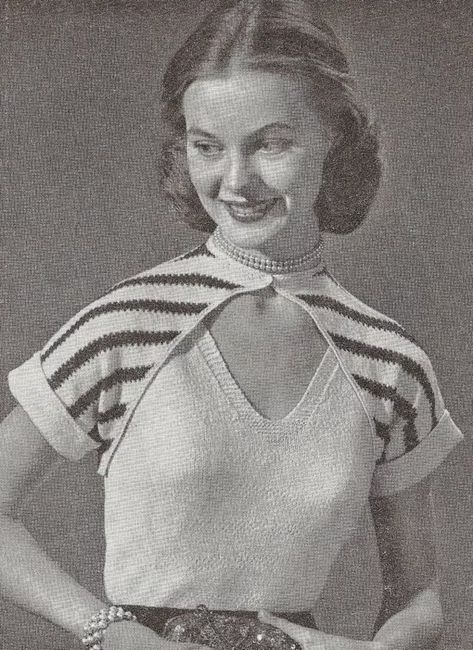 1952 Blouse & Bolero Vintage Knitting Pattern 163 - Etsy UK Vintage Knitting Patterns Free, Crochet Capelets, Fashion Construction, Lacoste Vintage, 1950 Fashion, Vintage Knitwear, Vintage Crochet Pattern, Vintage Suits, Vintage Knitting Patterns