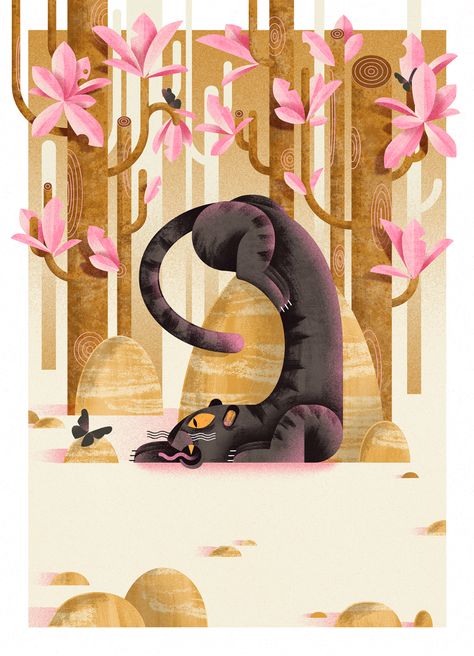 PANTHER on Behance Black Panther Illustration, Panther Illustration, Zoo Illustration, Panther Animal, Behance Illustration, Panther Art, Animals Illustration, Grafic Design, Cute Easy Drawings