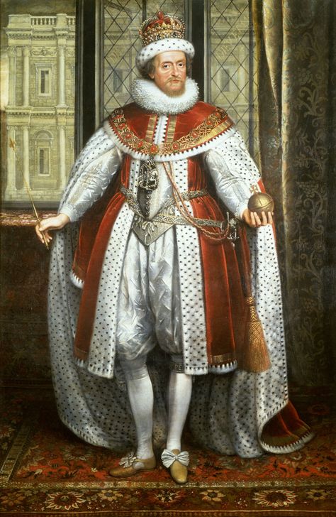 This is the earliest single-figure state portrait showing the monarch in coronation robes to survive in the Royal Collection. Painted by the Flemish artist,... Anne Of Denmark, Coronation Robes, King James I, Marie Stuart, John Stewart, Stirling Castle, Reine Elizabeth Ii, Uk History, Tudor History