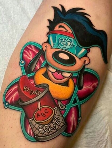 Roxanne Tattoo, Disney Tattoos For Men, Max And Roxanne, Celtic Tattoo Symbols, Pocket Watch Tattoos, A Goofy Movie, Full Leg Tattoos, Movie Tattoo, Geometric Tattoo Arm