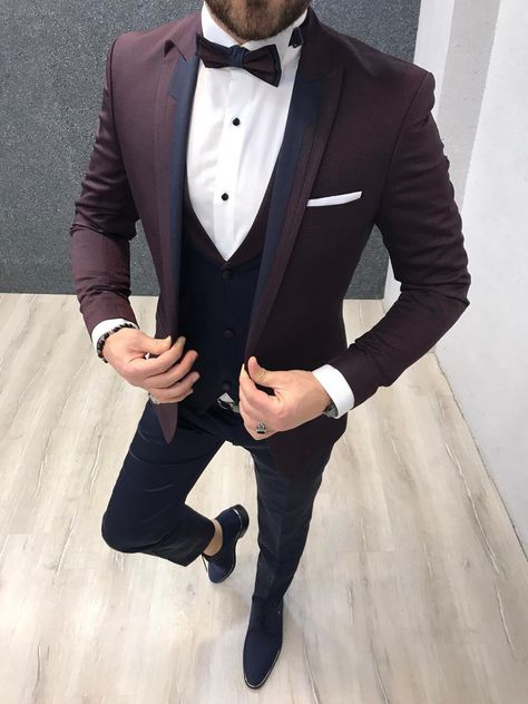 Buy Men Slim Fit Premium Suit Tuxedo Burgundy Satin Peak Lapel online on Etsy India. Shop for handmade, vintage and unique Mens Wedding Suits items from GentWithShop online on Etsy Tuxedo Burgundy, Vans Loafers, Yeezy Outfits, Unique Mens Wedding Suits, Peak Lapel Tuxedo, Designer Tuxedo, Shawl Collar Tuxedo, Fashion Guys, Loafers Boots