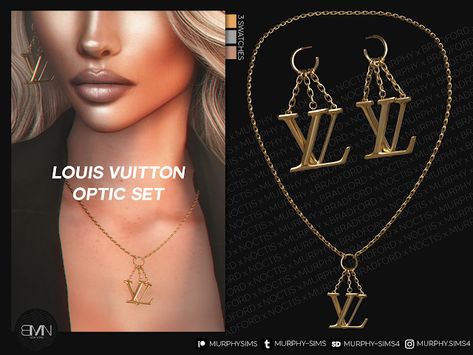 100% new meshes HQ/BG compatible 3 swatches Unisex teen + All LODs Specular maps Custom thumbnails Disallowed for random Sims 4 Cc Louis Vuitton, Louis Vuitton Clothes, Sims Accessories, Louis Vuitton Necklace, Sims 4 Cheats, Sims 4 Piercings, Sims 4 Anime, Cc Mods, Pelo Sims