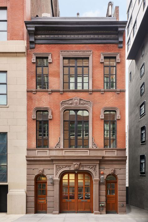 Townhouse Exterior, Fotografi Urban, Row House, Building Facade, Brick Building, Fire Station, Exposed Brick, Old Buildings, Window Design