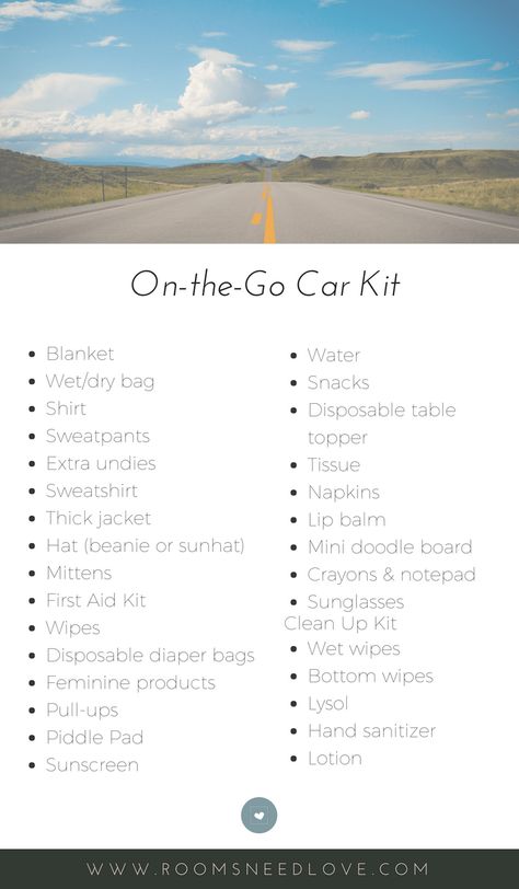 Car Checklist For Roadtrip, Car Travel Checklist, Car Journey Essentials, Car Essentials For Kids, New Car Checklist, Car Nessesities For Women List, Summer Car Kit, Summer Car Essentials, Things You Need In Your Car