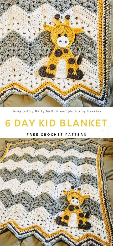 This blankie is a cute interpretation of the 6 Day Kid Blanket. It is joyful, colorful and fun. To avoid choking hazard, replace the giraffe's plastic eyes for embroidery.  #freecrochetpattern #blanket #giraffe 6 Day Kid Blanket, Crocheted Baby Blankets, Giraffe Haken, Crochet Baby Blankets, Giraffe Blanket, Kid Blanket, Purl Bee, Crochet Baby Blanket Free Pattern, Giraffe Crochet