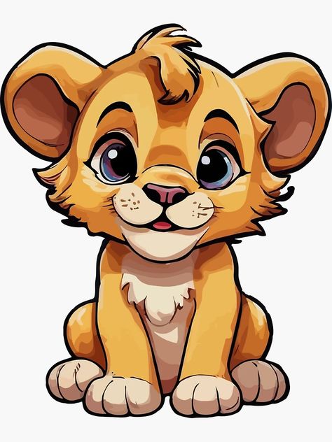 "Cute baby lion" Sticker for Sale by Grypis | Redbubble Baby Lion Drawing, Lion Sticker, Lion Clipart, Lion Drawing, Lion Images, Animal Portraits Art, Cute Lion, Lion Cub, Mountain Lion