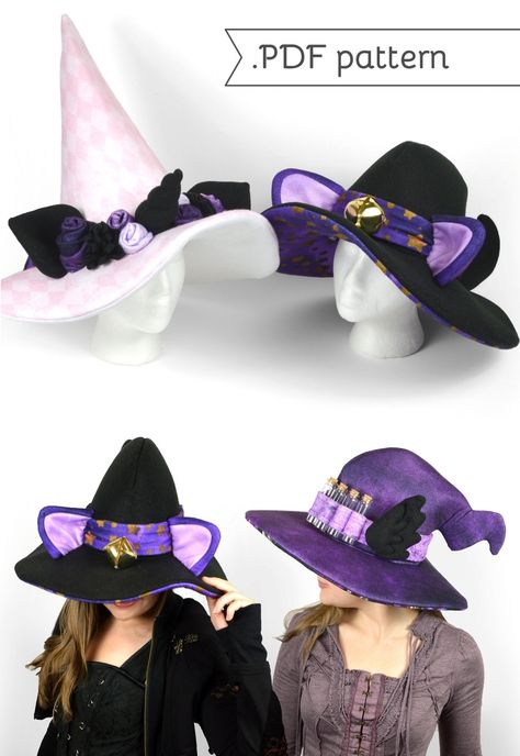 sosuperawesome:Witch Hat / Plush / Neck Plush Patterns Choly Knight on Etsy - Fanfic Outfits, Choly Knight, Cosplay Patterns, Felt Witch Hat, Sewing Designs, Backpack Pattern Sewing, Backpack Sewing, Witch Accessories, Witches Hats