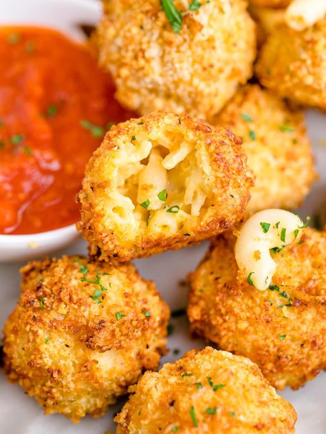 Air Fryer Mac and Cheese Bites My Air Fryer Kitchen, Air Fryer Mac And Cheese, Macaroni Cheese Bites, Fried Mac N Cheese Balls, Mac N Cheese Bites, Air Fryer Kitchen, Mac N Cheese Balls, Fried Mac And Cheese, Mac And Cheese Bites